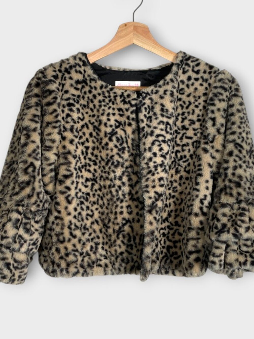 Bonnie Jean Faux Fur Cape Jacket Girls XL Animal Print Holiday Party
